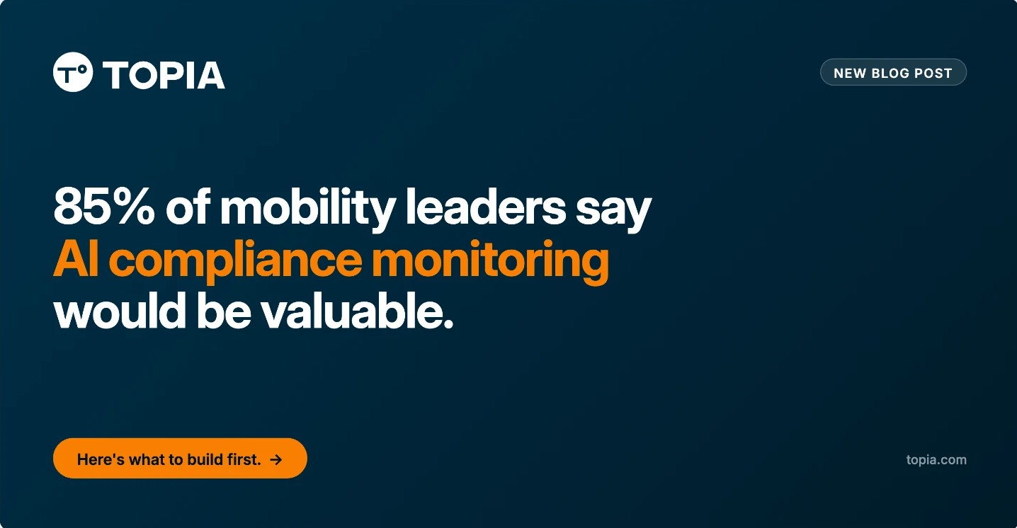 85% of Mobility Leaders Say AI Compliance Monitoring Would Be Valuable. Here's What to Build First.
